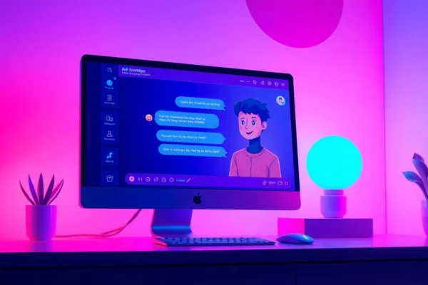 Exploring the World of AI Chat Porn: The Future of Intimate Conversations A futuristic AI chat interface in a neon-lit room.