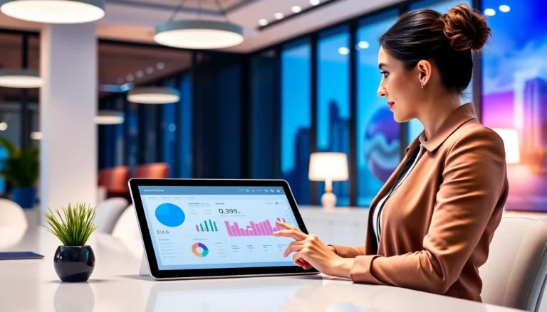 Real estate CRM in action: a professional real estate agent managing listings and clients digitally with a user-friendly platform for efficient workflow.