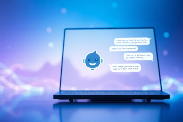 Digital chat interface with an AI character in a futuristic, colorful setting.