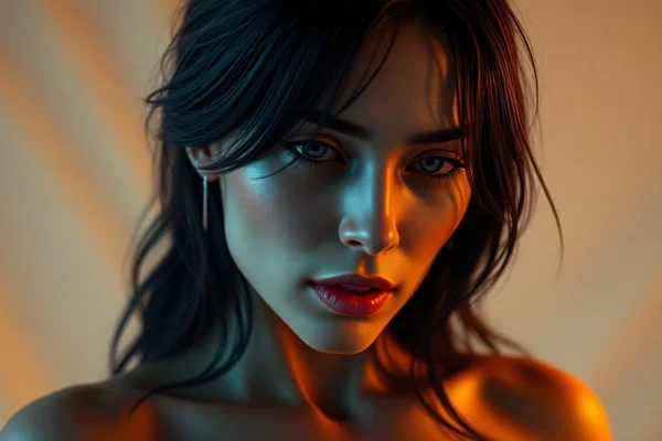 Detailed shot created by a top nsfw image generator showcasing realistic adult figure with lifelike textures and expressive pose, ideal for digital art.