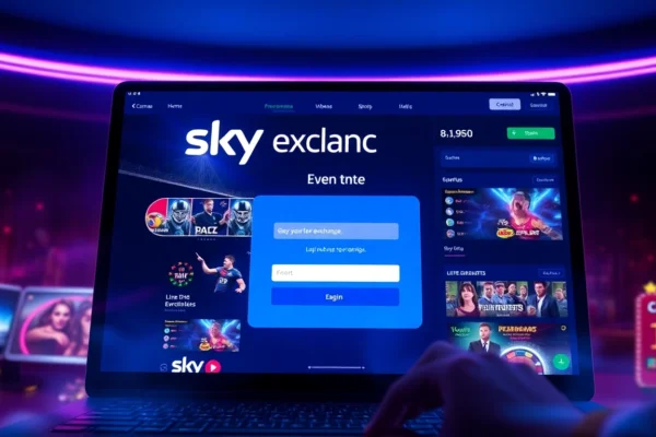 Guided shot of a user performing Sky exchange login on a responsive website dashboard with live betting options and casino games overview for seamless access.
