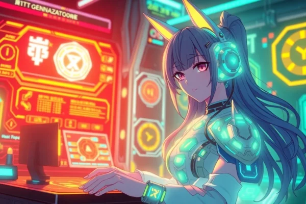 An AI hentai generator creating detailed anime character art with vibrant colors and high-resolution graphics for immersive experiences.