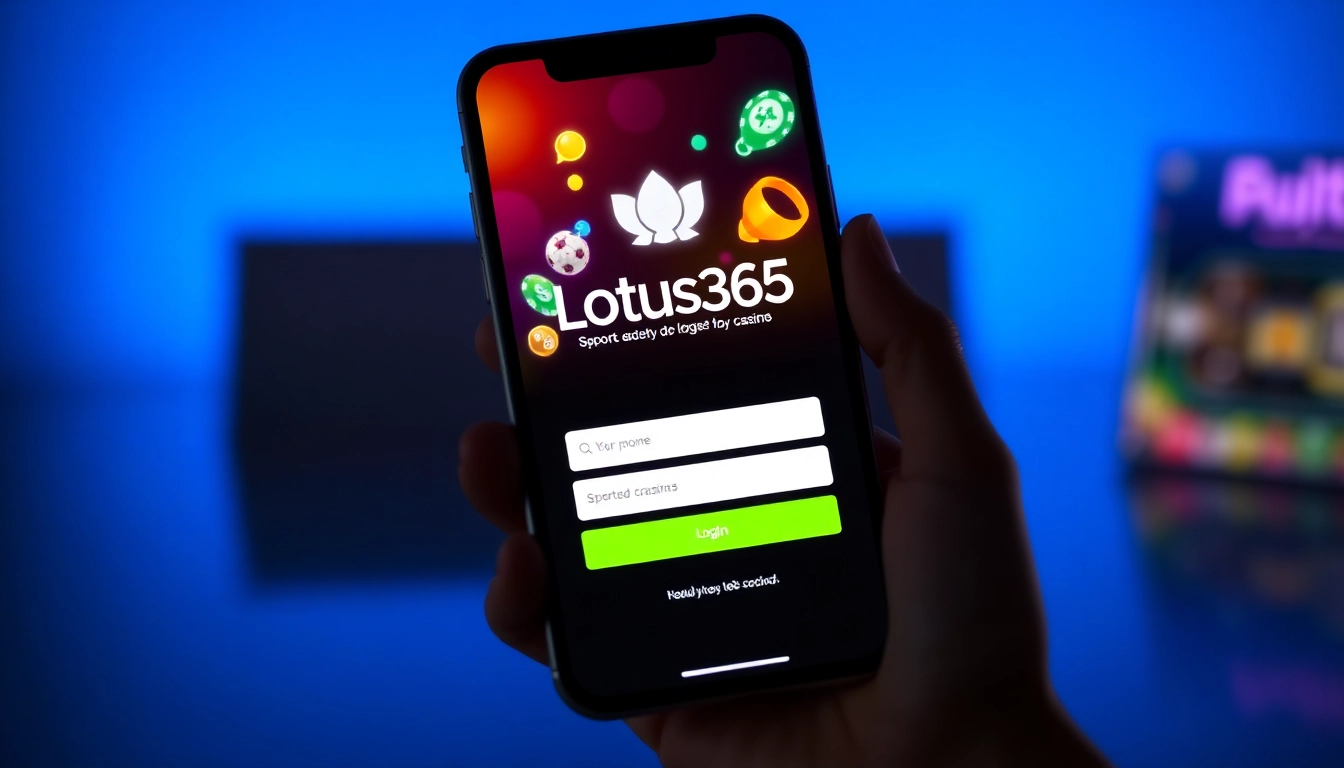 Quick and secure Lotus365 login on a smartphone screen showcasing sports betting and casino options for Indian users, highlighting convenience and trustworthiness.
