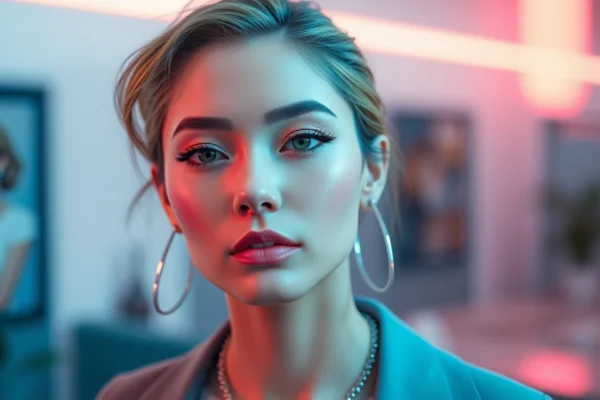 A detailed NSFW AI-generated virtual influencer portrait showcasing realistic features and engaging expression, ideal for adult content platforms.