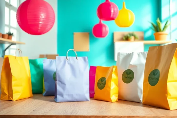 High-quality torba papierowa in a professional packaging setting, highlighting eco-friendly