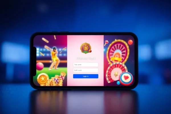 Secure Mahadev book login interface on mobile device showing sports and casino betting options