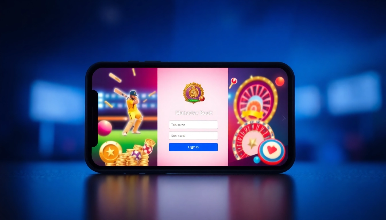 Secure Mahadev book login interface on mobile device showing sports and casino betting options