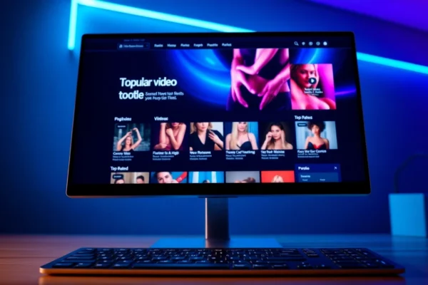 Exploring the Popularity and Safety of pornx.to: An In-Depth Review A modern adult website homepage displayed on a desktop monitor with colorful thumbnails and sleek interface.