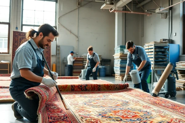 Top-Quality Lavaggio Tappeto Milano: Expert Care for Your Rugs Professional team performing Lavaggio tappeto Milano with deep cleaning and restoration