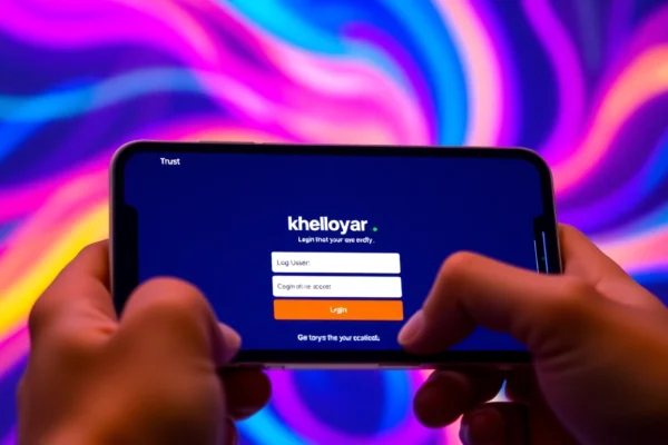 Easy Kheloyar login process on mobile device with user entering credentials, showcasing