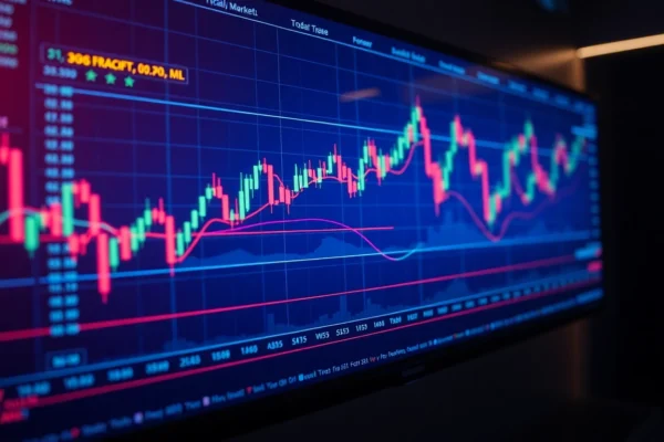 Trading view chart illustrating real-time stock, crypto, and forex market analysis with vibrant