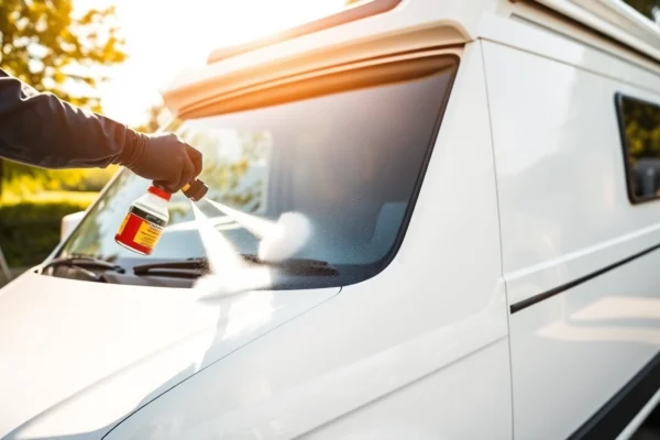 Effective Wohnmobil Politursiegelung application by professional in outdoor setting to protect