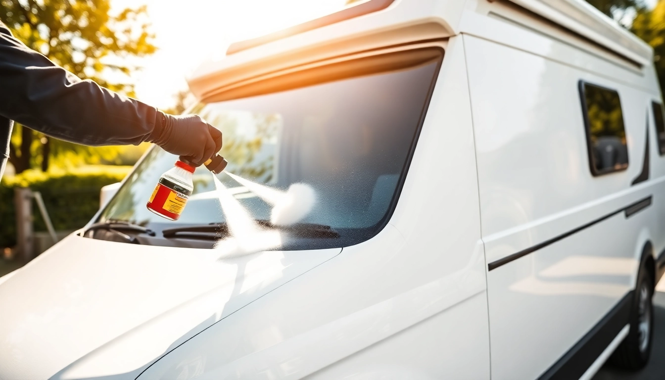 Effective Wohnmobil Politursiegelung application by professional in outdoor setting to protect