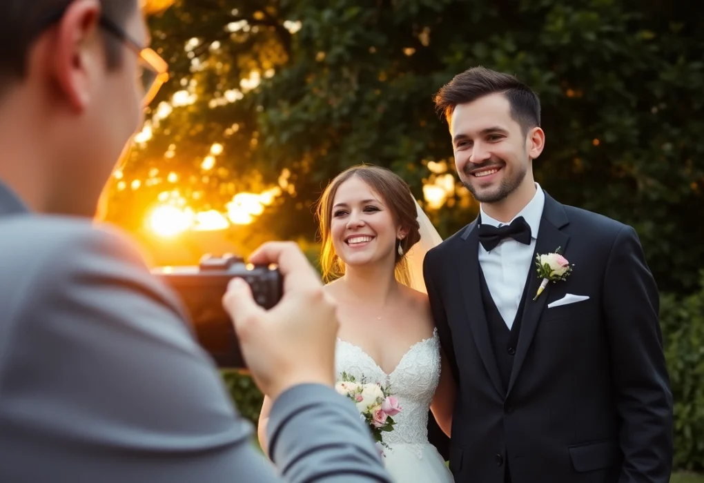 Professional eskuvo fotos capturing joyful bride and groom in an outdoor setting with natural