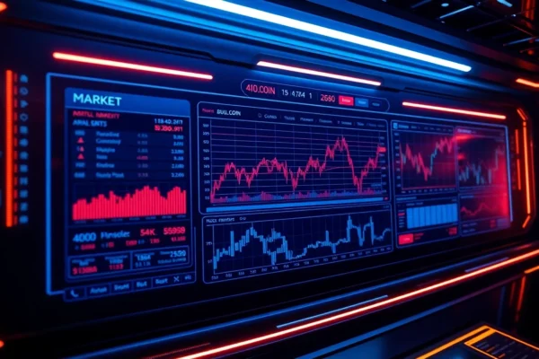 Mastering AICoin: Strategies to Maximize Your Cryptocurrency Investments High-tech aicoin trading platform with real-time market data and glowing charts for financial
